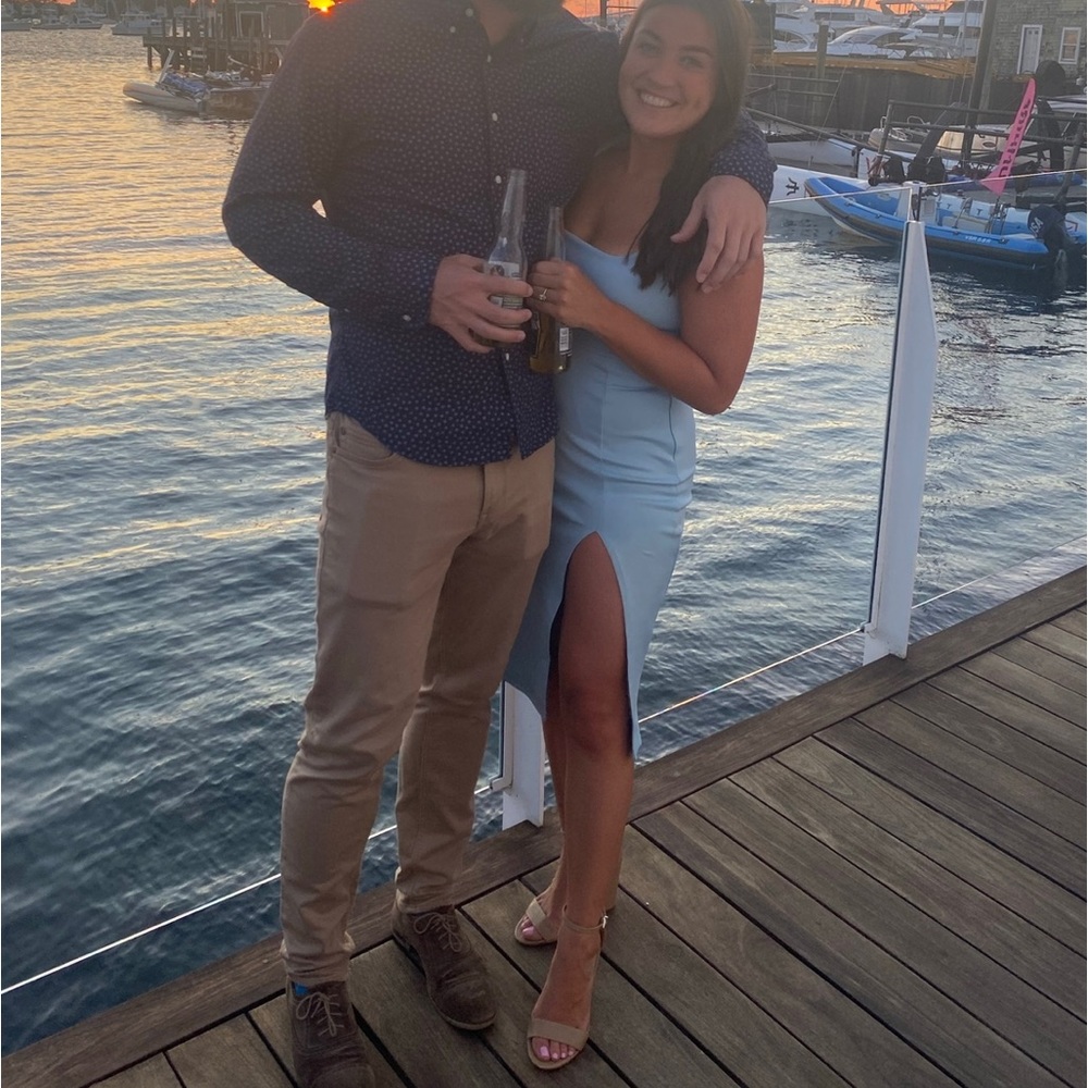 SHOWPO MINI LOVE SQUARE NECK SPLIT MIDI DRESS